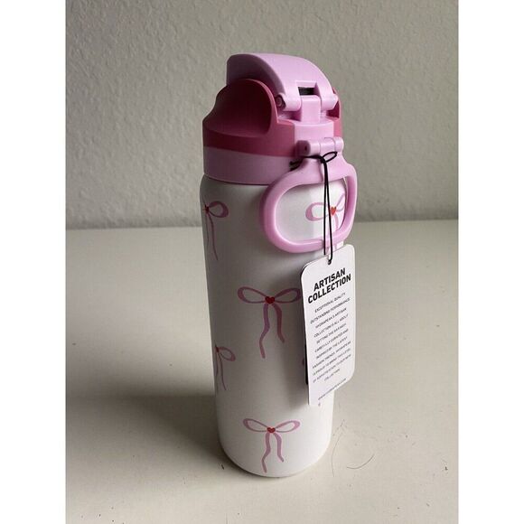 Hydrapeak Pink Bow Coquette Tumbler Water Bottle 32 Oz Leak Proof Limited NEW - Picture 3 of 11